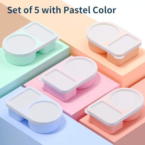 5 Pack Silicone Snack Containers with Lids, Reusable Snackle Box, 8 oz