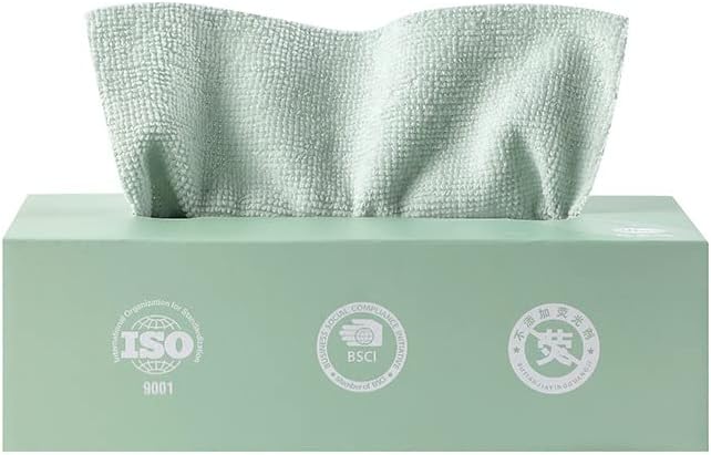 Microfiber Cleaning Cloths, Reusable Cleaning Towels in Box, Microfiber Lint Free Multi-Purpose Towel, Green, 7.9''x7.9'' (20 Pieces)