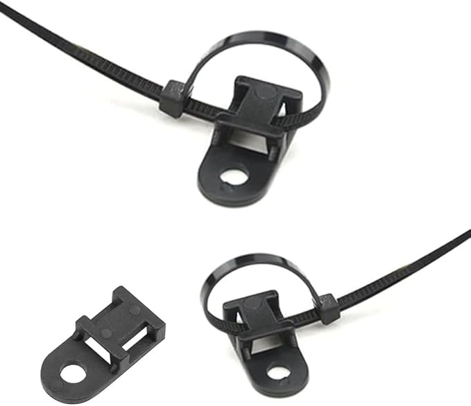 Black Cable Zip Tie Mounts Kit-50 Pcs Cable Zip Tie Saddle Type Mounts Base With 50 Pcs 6" Cable Ties And 50 Pcs Tapping Screw, Wire Cable Clips Organizer Holders Clamps