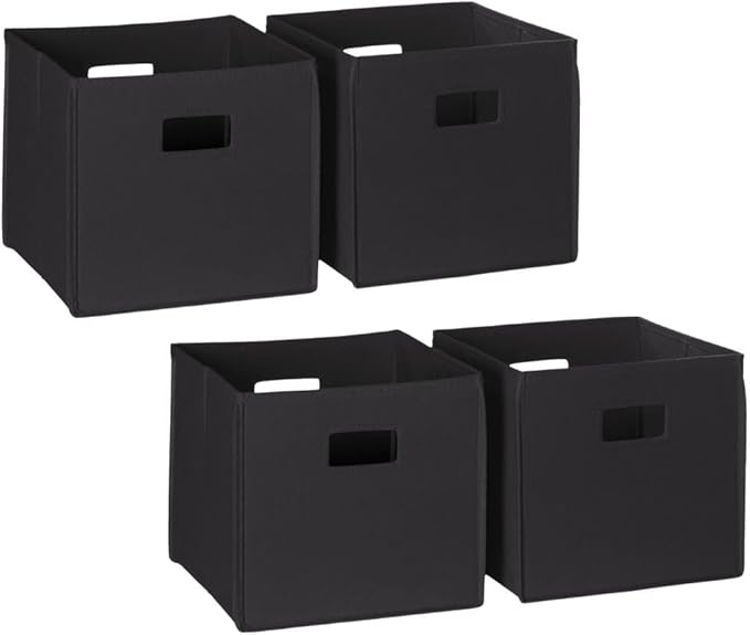 Folding Storage Bins with Handles Black Cube Storage Organizer for Closet