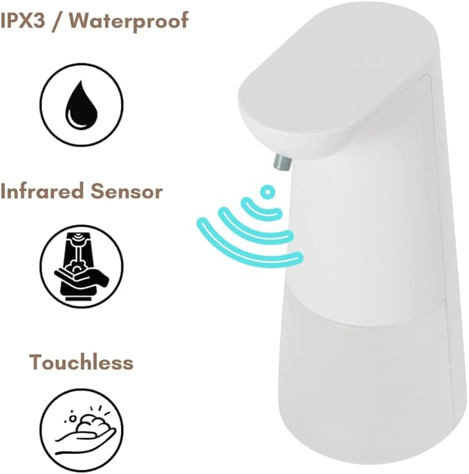 Touchless Automatic Foaming Soap Pump Dispenser Sensor Liquid Soap Dispenser Hand Sanitizer Automatic Foaming Soap Dispenser Hand Free Automatic Kitchen Dispenser Battery Operated 8.45 fl oz.