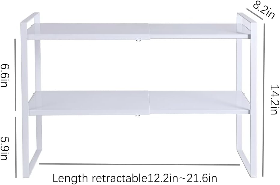 2-Tier Expandable Organizer Shelf for Kitchen Cabinet, Countertop