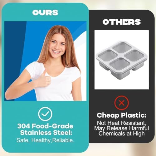 Stainless Steel Snack Containers, 6-Pack Reusable Grab and Go Containers with Lids, Dual Compartment Bento Box for Travel, Camping & Lunch Prep