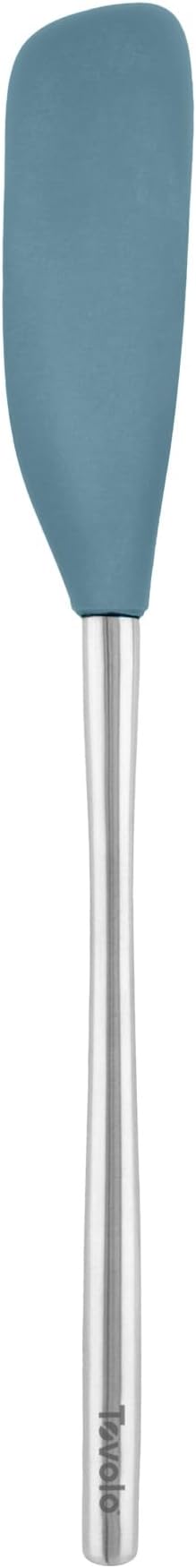 Tovolo Jar Spatula Silicone Long Stainless Steel Handle Scraper Spatula Blue Slate, Jar Scraper Heat Resistant Dishwasher Safe BPA Free Kitchen Utensil for Scraping Spreading Jelly Peanut Butter