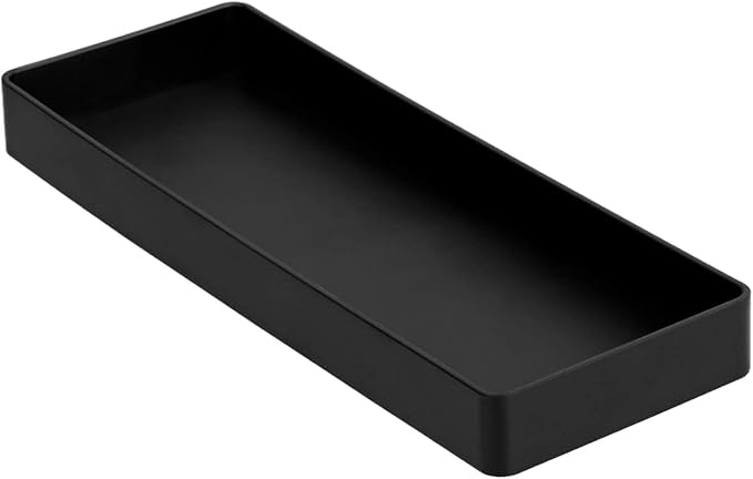 Amazon Basics Rectangular Plastic Desk Organizer, Half Accessory Tray for Office Supplies and Workspace Organization, 9.4" x 3.3" x 1", Black