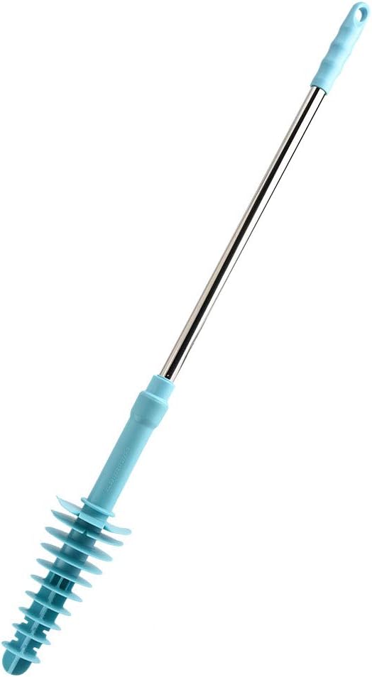 Flexible Toilet Plunger and Clog Remover for Siphon Toilets, Heavy Duty Bathroom Plunger with ABS Handle, Stainless Steel Pipe, TPR Elastic Head for Fast Unclogging
