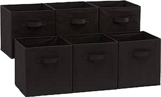 Amazon Basics Collapsible Fabric Storage Bins Organizer with Handles, Sturdy