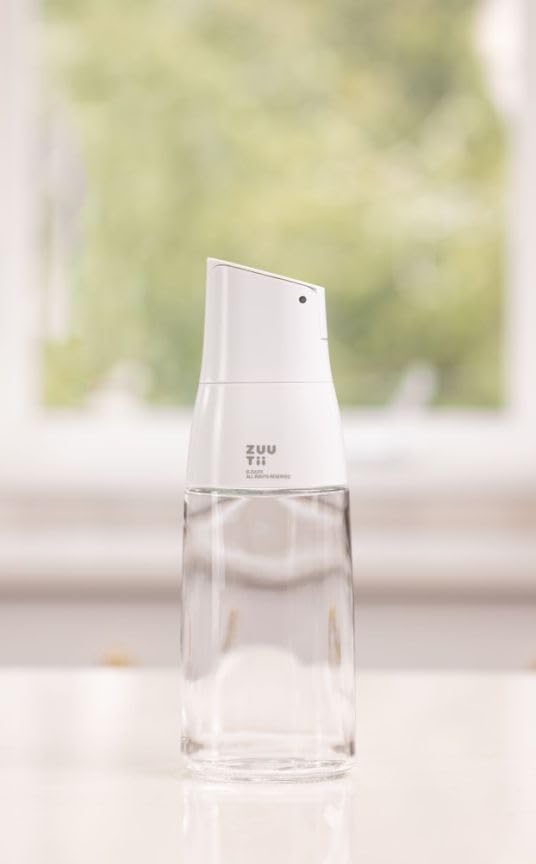 Zuutii Olive Oil Dispenser - Drip Free Spout, Glass Bottle for Kitchen, Cooking Oil & Vinegar Dispenser, Soy Sauce Container, Yukon White