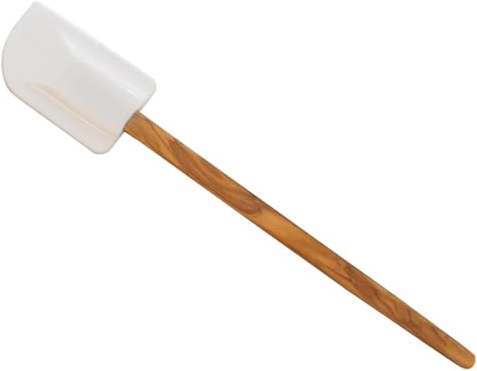 Naturally Med Olive Wood Spatula With White Silicone Head