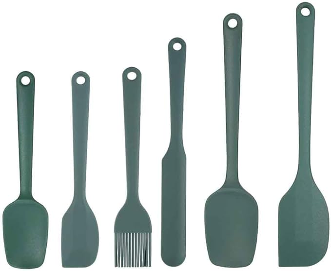 Silicone Spatula Set of 5-600°F Heat Resistant Kitchen Scraper Spatulas, Strong Steel Core and One-Pieces Seamless Design, Great for Cooking Mixing & Baking - BPA Free & Dishwasher Safe (green)