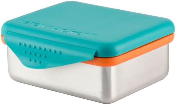 New Wave Enviro Safe Snacker, Stainless Steel Food Container, BPA Free, Stackable and Cabinet Friendly, Teal, Medium Size, 13oz. Capacity