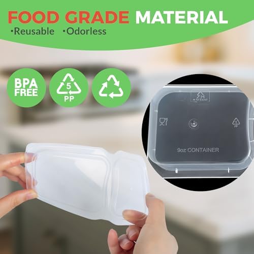 Reusable Snack Containers with Lids, 9 oz Double Compartment Plastic Snack Pack Containers Portion Control Meal Prep Snack Boxes BPA Free 40 Sets for Work Travel School