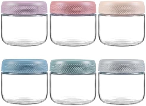 6-pack 8oz Glass jars with Airtight Lids, Overnight Oats Containers with Lids, Wide mouth Mason Salad jars, Glass Food Storage Containers for Snacks Yogurt Spice Sugar