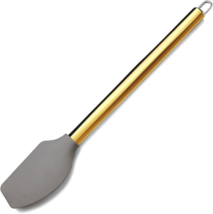 Gold Spatulas, Berglander Non-stick Silicone Flexible Scrapers Baking Mixing Tool With Titanium Gold Plating Handle, Baking Tools, Heat Resistant, Dishwasher Safe, Easy to Clean
