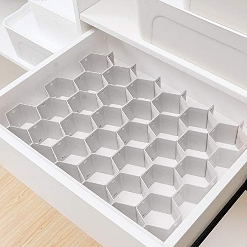 Poeland Drawer Divider Organizer DIY Plastic Grid Honeycomb Drawer Divider Gray 2 Pack