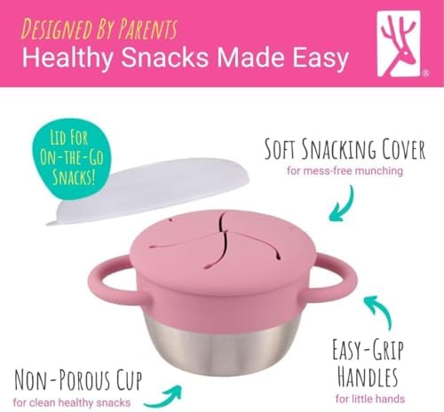 Kids/Toddler Stainless Steel Snack Cups + Travel Lids | 2pk