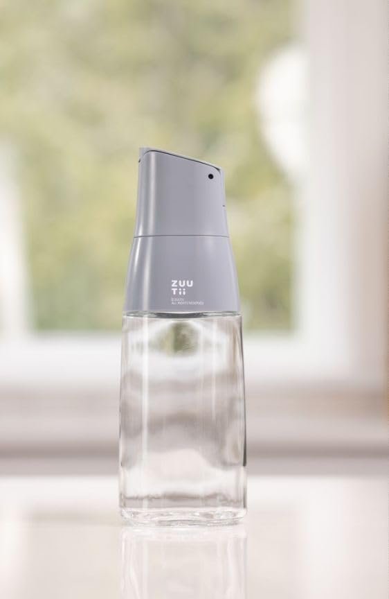 Zuutii Olive Oil Dispenser Bottle - Drip Free Spout for Kitchen, Glass, Cooking Oil & Vinegar, Light Gray