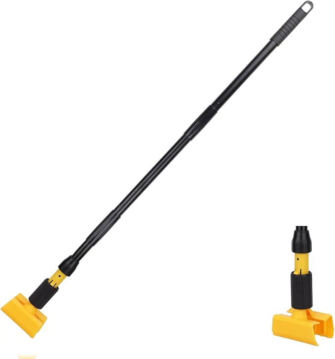BeiLan Mop Handle Commercial Heavy Duty - 57 Inch Industrial Metal Mop Stick with Jaw Clamp Replacement for Floor Cleaning - Professional Gripper Mops Head Replacement Holder