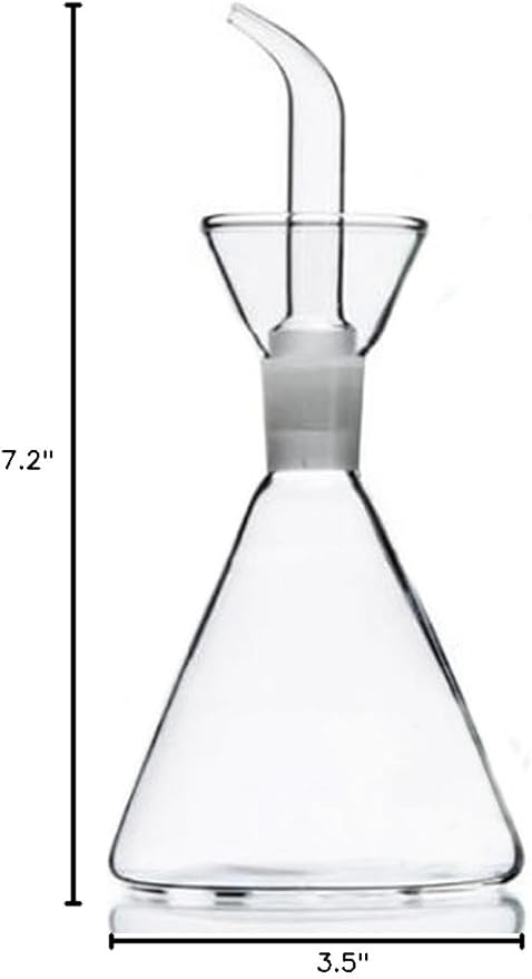 ELETON Conical 8 oz Glass Oil Dispenser – No Drip Olive Oil Cruet with Leak-Proof Spout, Easy-Fill Wide Mouth, Borosilicate Bottle for Kitchen & BBQ