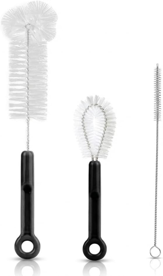 3 Pack Bottle Cleaning Brush Set -12 Inch Long Bottle Brush, Straw Cleaner, and Lid Brush, Suitable for Baby Bottles, Travel Mugs, Decanters, Narrow Neck Containers
