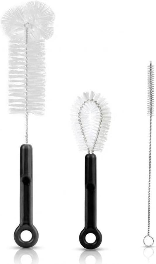 3 Pack Bottle Cleaning Brush Set -12 Inch Long Bottle Brush, Straw Cleaner, and Lid Brush, Suitable for Baby Bottles, Travel Mugs, Decanters, Narrow Neck Containers