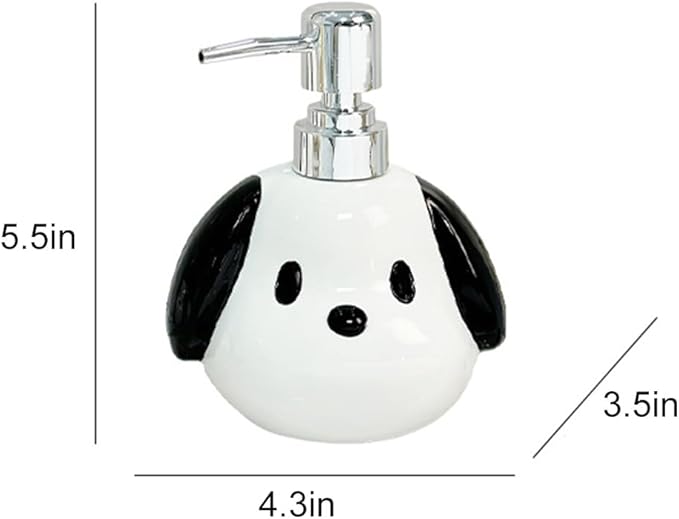 Cute Ceramic Puppy Soap Dispenser - 1pc Dog Shape Lotion Bottle, Refillable Hand Liquid Soap Dispenser with Pump for Bathroom Decor, Dish Soap Bottle for Kitchen Countertop 400ml/13.5oz