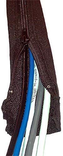 Electriduct 1.25" Zipper Sleeve Braided Wrap Flexible Cable Management Wire Cover Cord Organizer - 5 Feet - Black (Pack of 3)