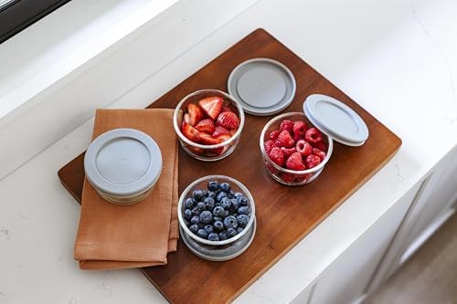 DURA LIVING 8-Piece Glass Food Storage Containers Set (4 Containers + 4 BPA-Free Lids) | 7-Ounce, Leakproof | Microwave, Freezer