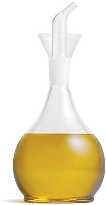 ELETON's Planet Pear Shape 14 ounces Clear Glass No Drip Oil Dispenser with Pourers and NO Funnel Needed - Oil Dispenser Bottle for Kitchen and BBQ