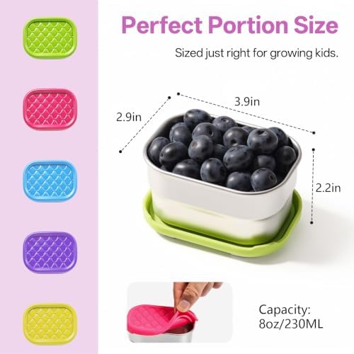5Pack 8oz Stainless Steel Snack Containers for Kids,snack box small