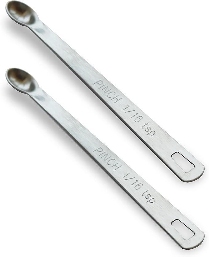 2PCS 1/16 Teaspoon(1/16tsp, 0.31ml, Pinch) Single Tiny Measuring Spoon, Small Individual Stainless Steel Measure Spoons Only