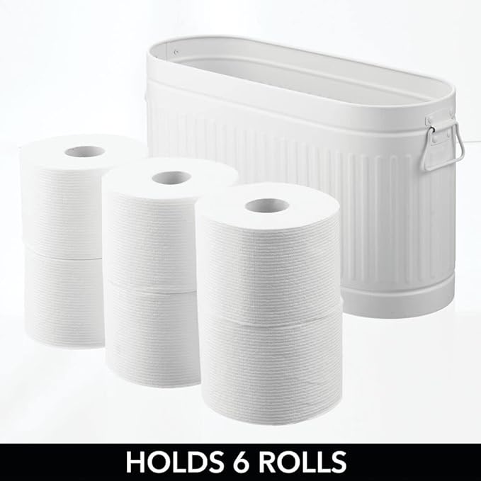 Large Steel Free Standing Toilet Paper Organizer, White