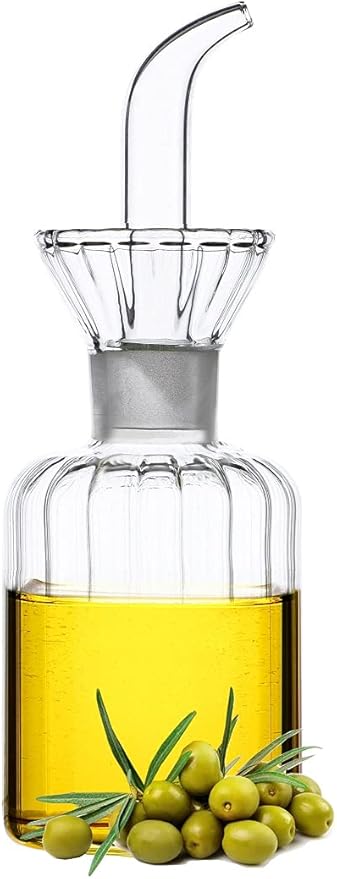 HAIZEEN 5 oz Glass Oil Dispenser Bottle,No Funnel Needed Cruet Decanter
