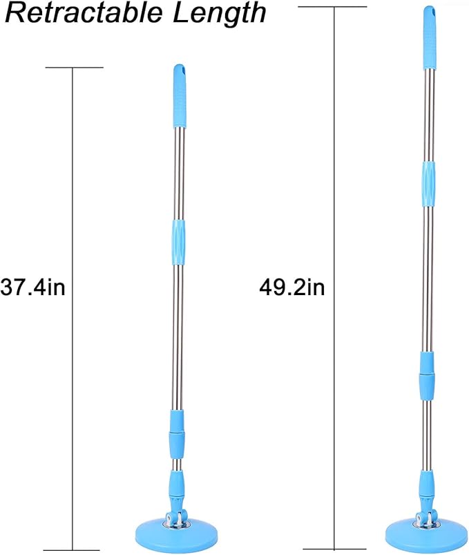 Spin Mop Pole Handle Replacement 360 Spinning Cleaning Scraper for Floor Mop Bucket No Foot Pedal Version Blue