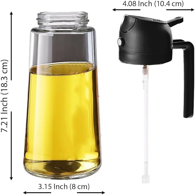16oz/470ml Glass Olive Oil Sprayer for Cooking - 2 in 1 Olive Oil Dispenser for Kitchen Gadgets, Air Fryer, Salad, and BBQ - Black