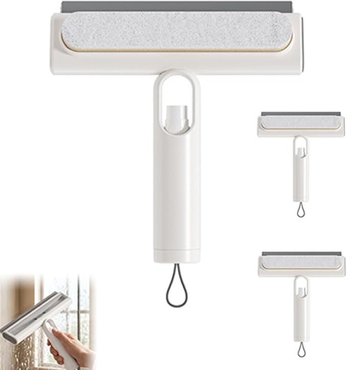 3Pcs Double Sided Glass Scraper Window Brush, 2026 New 2 in 1 Window Screen Cleaning Brush Built-in Water Spray, Multifunctional Squeegee for Window Cleaning Fit for Car Patio, Door, Porch Screens