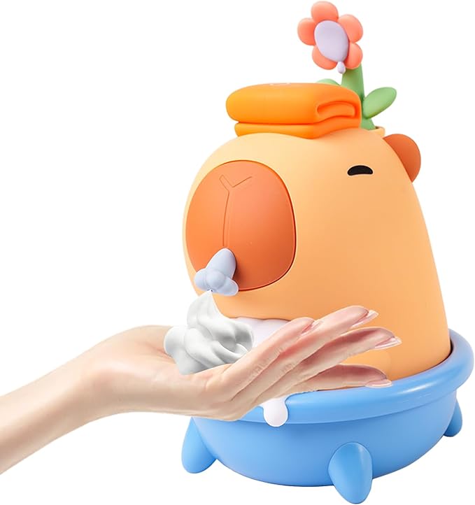 Capybara Automatic Soap Dispenser - Cute Kids Touchless Foam Soap Dispenser, IPX7 Waterproof USB Rechargeable Hand Sanitizer‌ Sensor Dispensers 9.5oz, Boys Girls Toddlers Birthday Gift, Brown