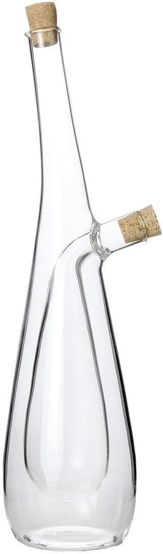 Lily's Home Glass Olive Oil and Vinegar Dispenser Bottle, for Kitchen Counter Cooking Salad, Dressing Leakproof 2 in 1 Cruet Containers (15 Ounces & 10 Ounces)