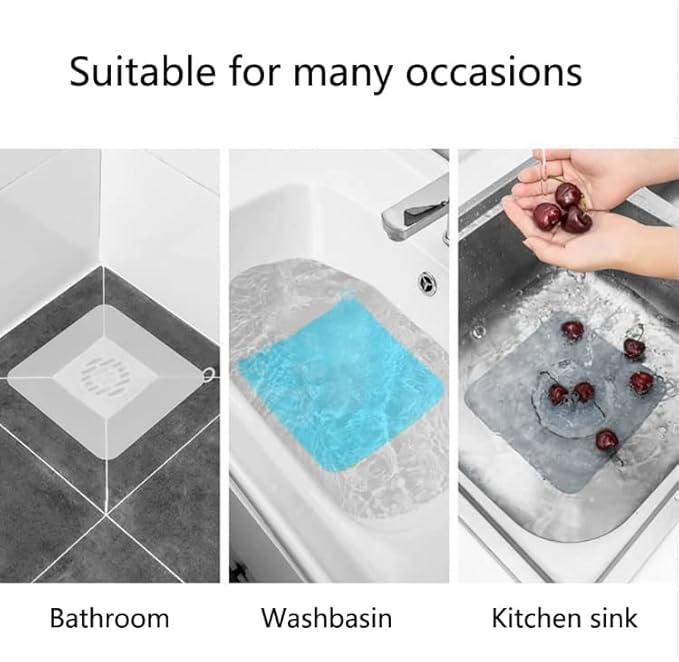 Silicone Tub Stopper Floor Drain Cover,2 Pieces Sewer Anti-Odor Mat Deodorizing Drain Plugs for Kitchen,Bathroom and Laundry(6x6 inch) Grey