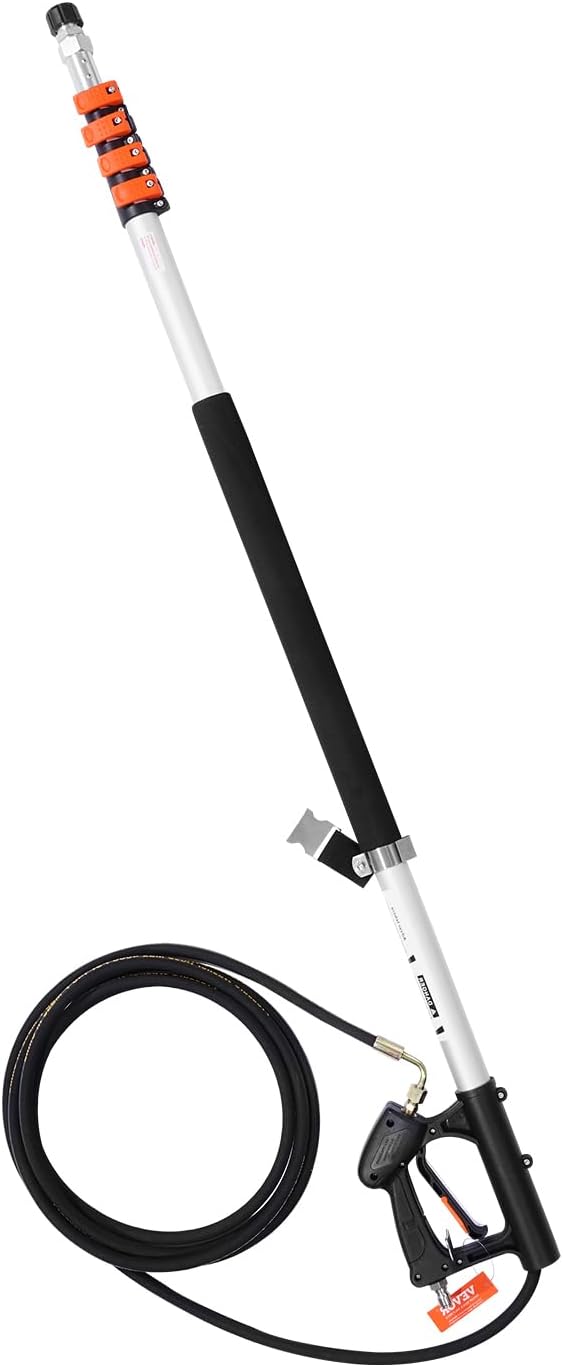 VEVOR Pressure Washer Telescoping Wand, 24 ft, 4000 psi, Telescopic Spray Wand with Power Washer Extension Wands, Gutter Cleaner, Brush Head