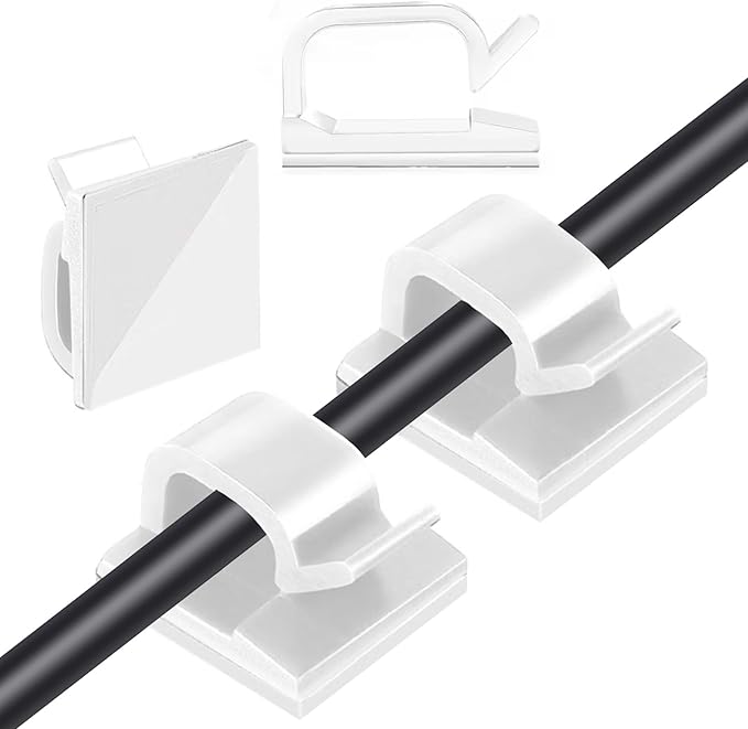 3/4 in Adhesive Cable Clips, 120pcs Outdoor Light Clips, Cord Clips, Sturdy Wire Clips, Finisher Wire Clamp for Home, Car, Office Wire Management Clips (White, 3/4"-120PCS)
