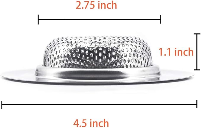 Kitchen Sink Strainer Stainless Steel Sink Strainer with Large Wide Rim 4.5" for Mesh Sink Strainer, Bathroom, Slop, Laundry, RV, Lavatory, Large