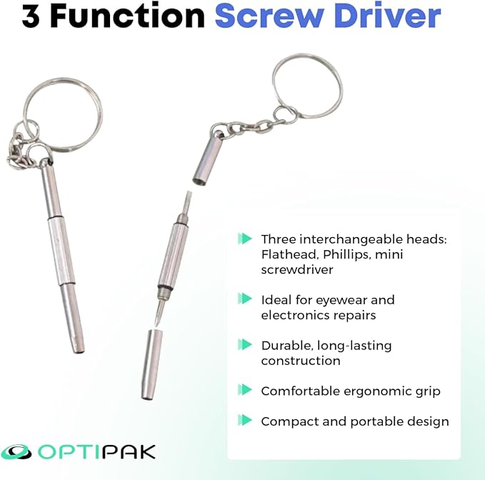 Sparkle Anti-Reflective Safe Lens Cleaner & Repair Kit – (2) 2oz Glasses Cleaner Spray, (2) Microfiber Cloth & Keychain Screwdriver for Eyeglasses, Sunglasses, Lenses & Screens (5 Piece Set)