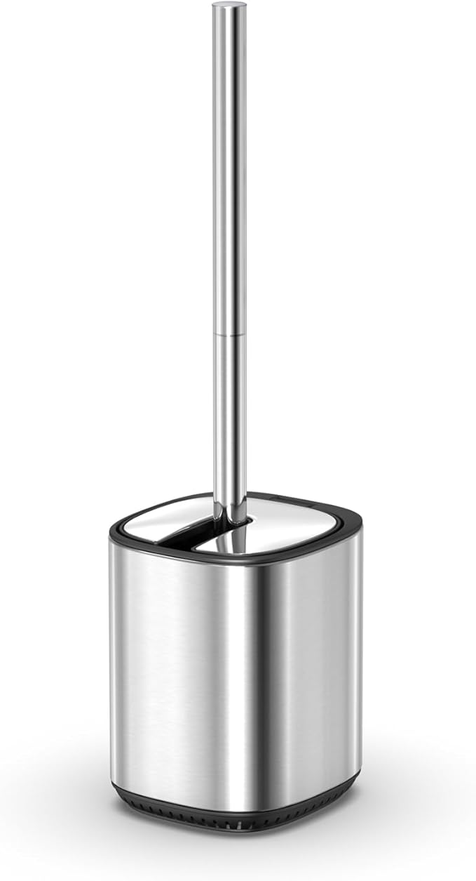 Toilet Brush and Holder Set Toilet Bowl Brush Stainless Steel Automatic Open lid Toilet Bowl Cleaner Brush with Durable Bristle Head Toilet Cleaning Brush for Bathroom