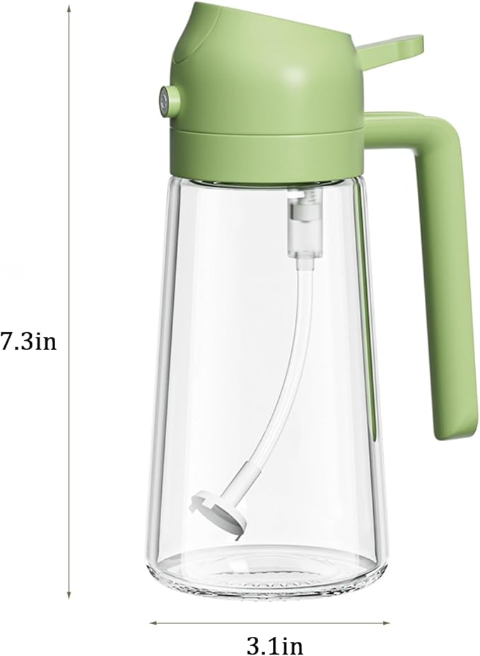 2 in 1 Oil Dispenser and Oil Sprayer, Oil Dispenser for Kitchen Spray, 2 in 1 Glass Oil Sprayer & Dispenser for Cooking, Cooking Oil Sprayer and Pourer (Green)
