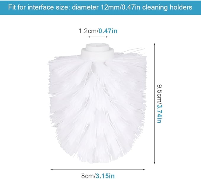2PCS Toilet Bowl Brush Replacement Head, Toilet Brush Head Replacement with Durable Stiff Bristles, Cleaning Tool for Home Hotel Bathroom (Color:White)