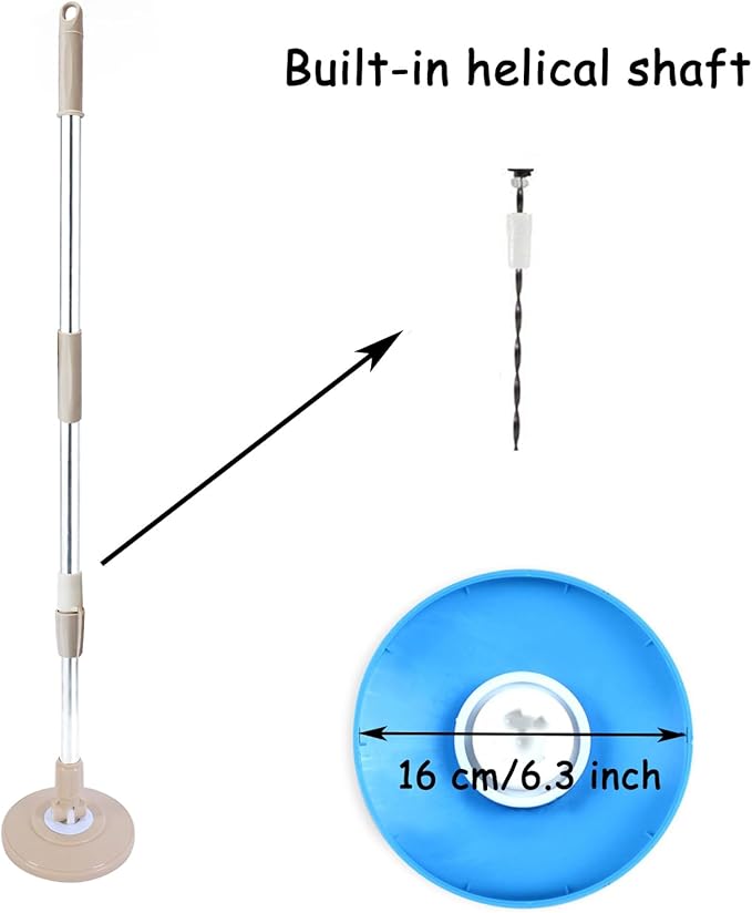 Spin Mop Pole Handle Replacement, Home Floor 360 Degrees Rotating Telescopic Replacement Handle Cleaning Tool Accessories Enhanced Thickened Version for Cleaning Home Bedroom Office (Khaki)