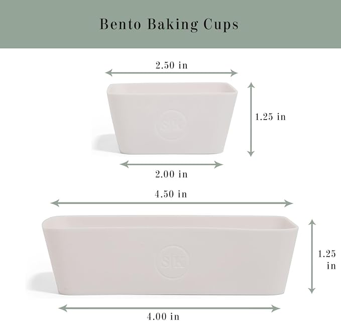 The Silicone Kitchen Reusable Silicone Bento Baking Cup, Non-Toxic, BPA Free, Dishwasher Safe Bento Box Accessories Lunch Box Dividers, Square and Rectangle, 24 Pack, White