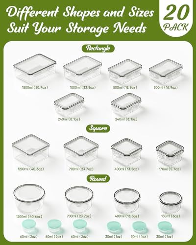 40 Piece Food Storage Containers with Lids, BPA-Free