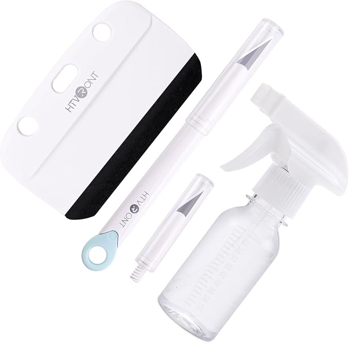 HTVRONT Window Film Kit - 4 Pcs Window Privacy Film Installation Tools, Easy to Apply Glass & Car Windows Tint Kit, Includes Felt Squeegee, Detachable Knife & 1 Extra Blade, 100ML Spray Bottle